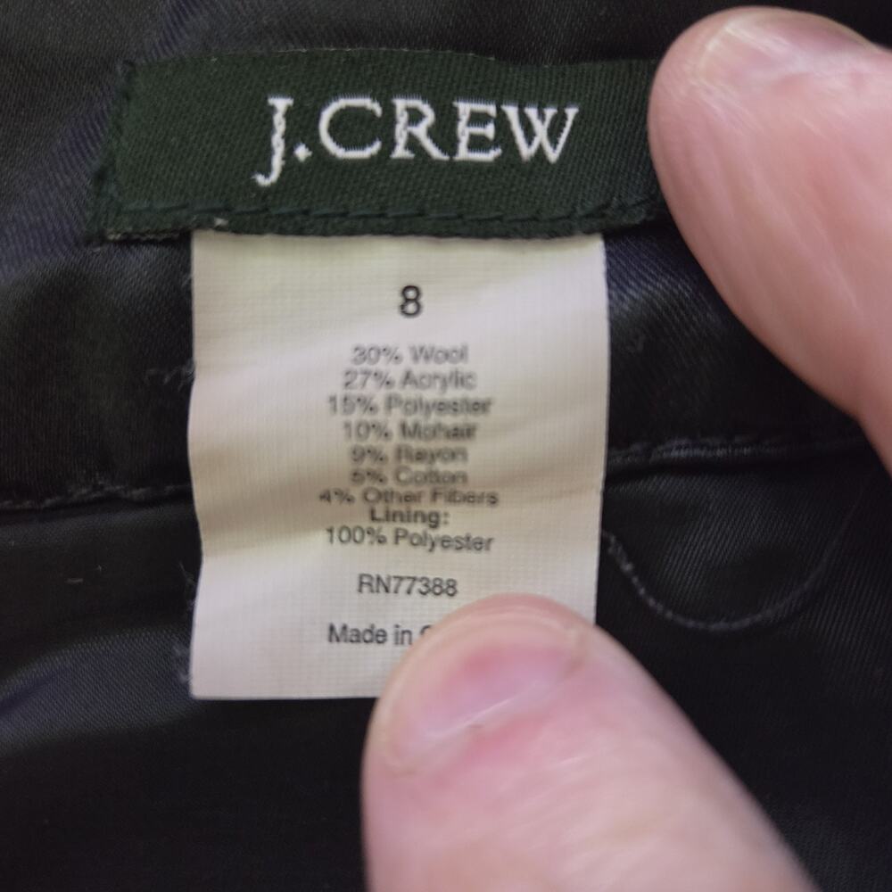 J. CREW Wool Blend Tweed Green Lined Knee Length Pencil Skirt Women's 8 - Picture 10 of 10